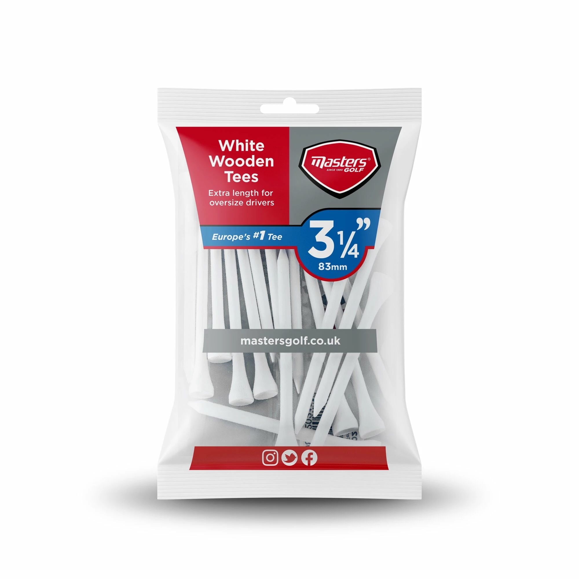 Masters Golf Wood Tees 3 1/4 White Bag 15 1 Masters Golf Wood Tees 3 1/4 White Bag 15