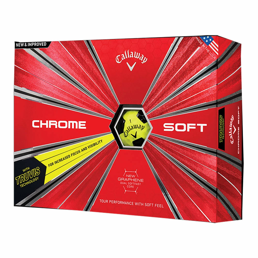Callaway Chrome Soft Truvis Yellow Golf Balls - Dozen 1 Callaway Chrome Soft Truvis Yellow Golf Balls - Dozen