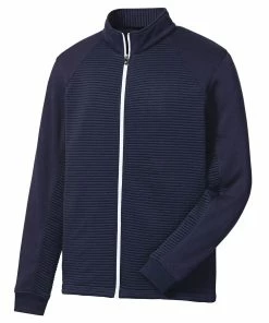 FootJoy Ribbed Sweater Fleece Mens Golf Jacket -Golf Gloves Sales Store 11980 NAVYWHITE