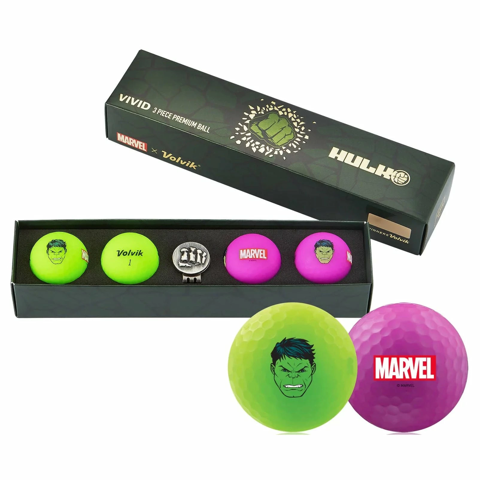 Volvik Vivid Marvel The Hulk Golf Balls - 4 Pack 1 Volvik Vivid Marvel The Hulk Golf Balls - 4 Pack