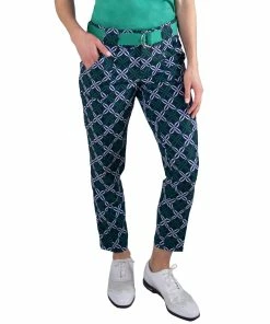 JoFit Belted Cropped Ankle Navy Womens Golf Pants