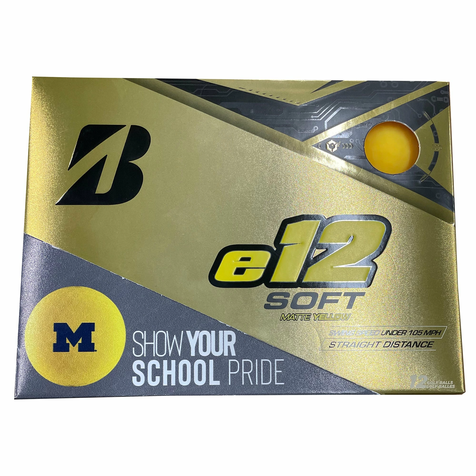 Bridgestone E12 SOFT University Of Michigan Golf Balls - Dozen 1 Bridgestone E12 SOFT University Of Michigan Golf Balls - Dozen