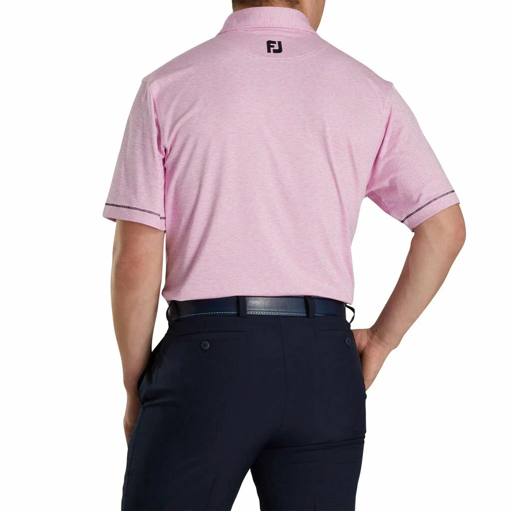 FootJoy Lisle Space Dye Microstripe Self Collar Pink Mens Golf Polo 2 FootJoy Lisle Space Dye Microstripe Self Collar Pink Mens Golf Polo - Image 2