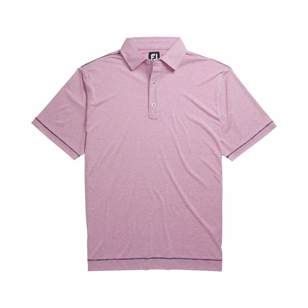 FootJoy Lisle Space Dye Microstripe Self Collar Pink Mens Golf Polo 4 FootJoy Lisle Space Dye Microstripe Self Collar Pink Mens Golf Polo - Image 4