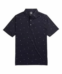 FootJoy Athletic Fit Lisle Stripe Self Collar Navy Stripe Mens Golf Polo -Golf Gloves Sales Store 13489 3