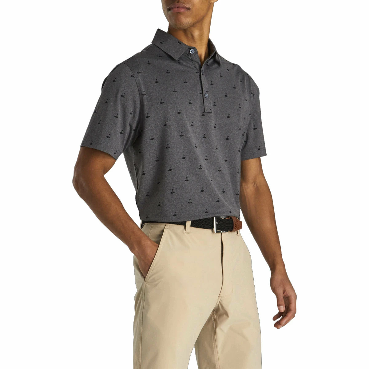 FootJoy Athletic Fit Lisle Golf Print Mens Golf Polo 1 FootJoy Athletic Fit Lisle Golf Print Mens Golf Polo