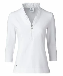 Daily Sports Patrice 3/4 Sleeve White Womens Golf Polo