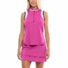 Lucky In Love Liberty Zip Passion Pink Womens Golf Tank Top