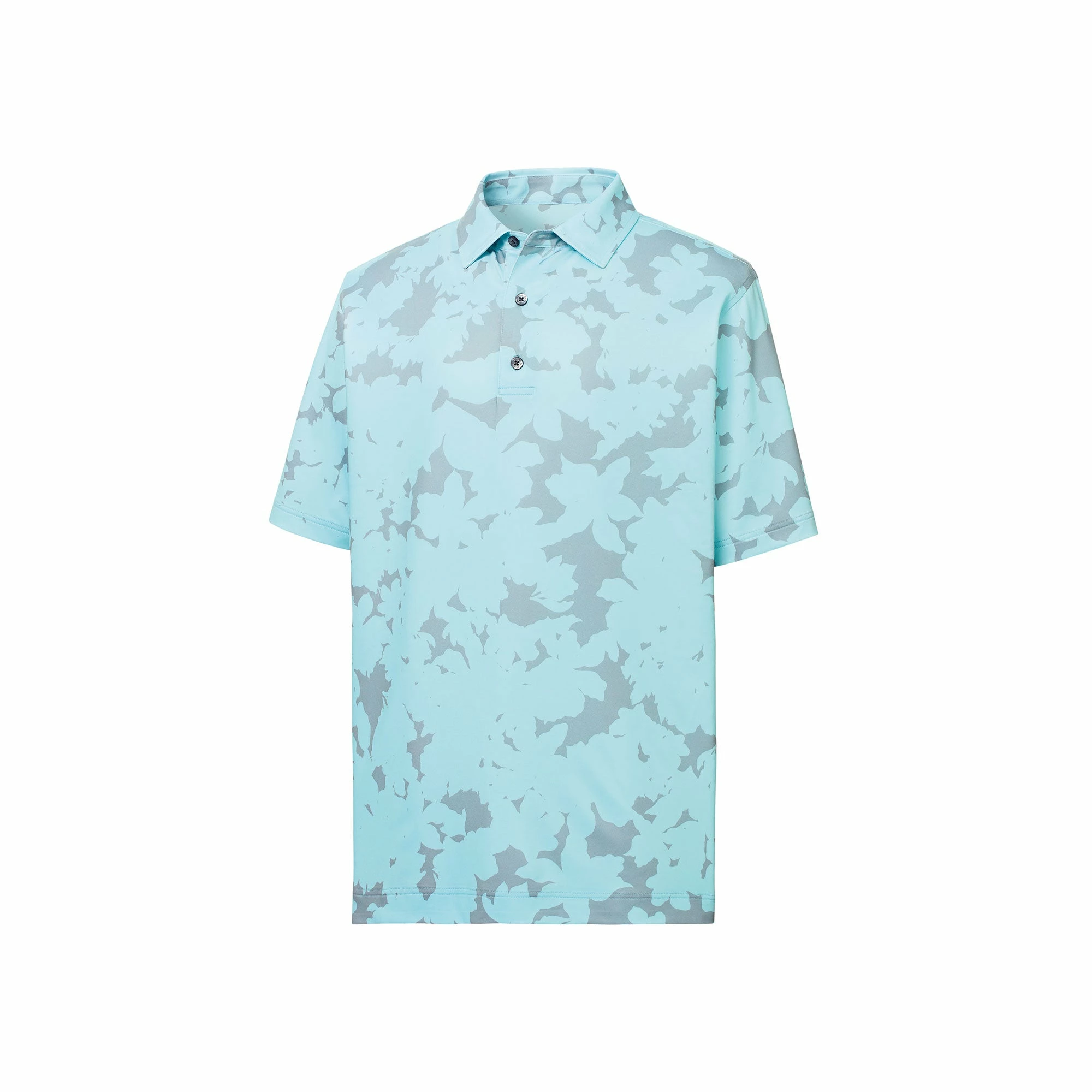 FootJoy Lisle Camo Floral Print Self Collar Ice Blue Mens Golf Polo 1 FootJoy Lisle Camo Floral Print Self Collar Ice Blue Mens Golf Polo