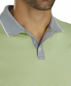 FootJoy Lisle Mini Stripe Grey-Lime Mens Golf Polo 5 FootJoy Lisle Mini Stripe Grey-Lime Mens Golf Polo -Golf Gloves Sales Store 21476 GREYLIME 2
