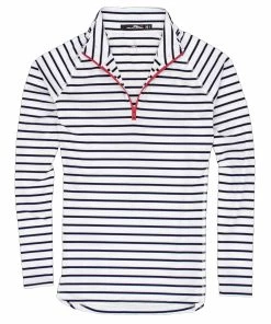 Polo Ralph Lauren RLX Ralph Lauren Printed UV Protection French Navy Strtipe Womens Golf 1/4 Zip