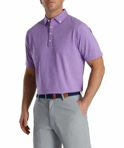 FootJoy Feeder Stripe Lisle Heather Pink Mens Golf Polo
