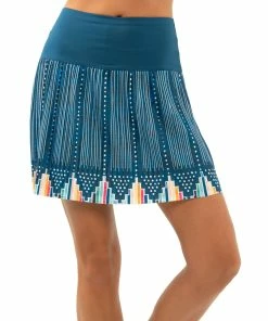 Lucky In Love Borderline Pleated Indigo 17.25in Womens Golf Skort