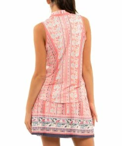 Lucky In Love Flower Patch Melon Womens Sleeveless Golf Polo -Golf Gloves Sales Store 23169 MELON652 2