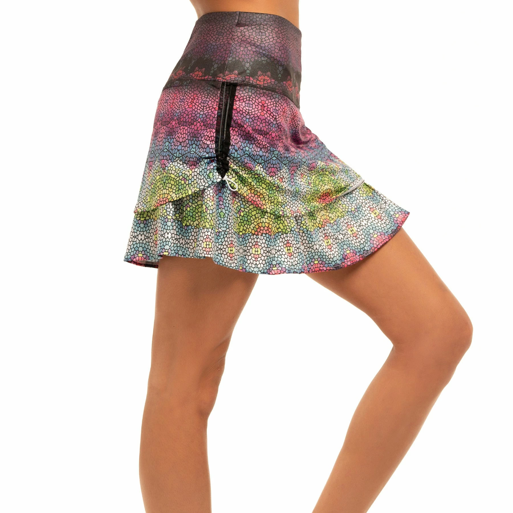 Lucky In Love Prisma Ruche Multi 15.75in Womens Golf Skort 2 Lucky In Love Prisma Ruche Multi 15.75in Womens Golf Skort - Image 2