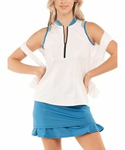 Lucky In Love Love Me So White Womens Sleeveless Golf Polo