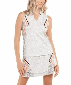 Lucky In Love Animal Instinct Notch White Womens Golf Polo