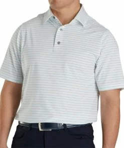 FootJoy Athletic Fit Classic Stripe White Mens Golf Polo
