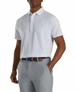 FootJoy Athletic Fit Deco Print White Mens Golf Polo