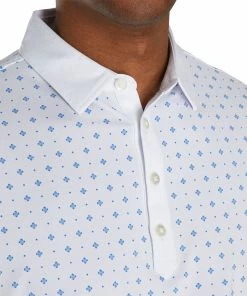 FootJoy Athletic Fit Deco Print White Mens Golf Polo -Golf Gloves Sales Store 24682 WHITEROYAL 2