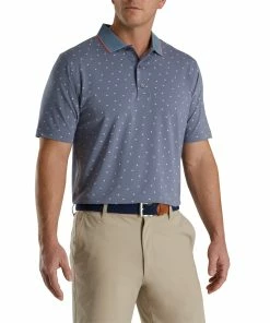 FootJoy Push Play Print Lisle Knit Graphite Mens Golf Polo