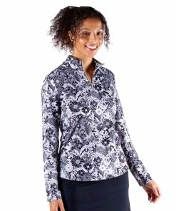 NVO Libby Mock Black Womens Golf 1/4 Zip