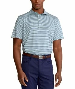 Polo Ralph Lauren RLX Ralph Lauren Featherweight Tri-Color Stripe Green Mens Golf Polo
