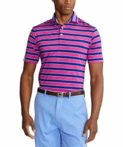 Polo Ralph Lauren RLX Ralph Lauren Featherweight Tri-Color Stripe Heritage Mens Golf Polo