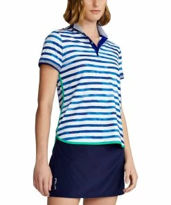 Polo Ralph Lauren Polo Golf Ralph Lauren Performance Blue Art Stripe Womens Golf Polo
