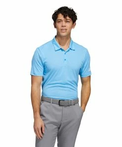 Adidas Golf Adidas Heather HEAT.RDY Blue Rush Mens Golf Polo