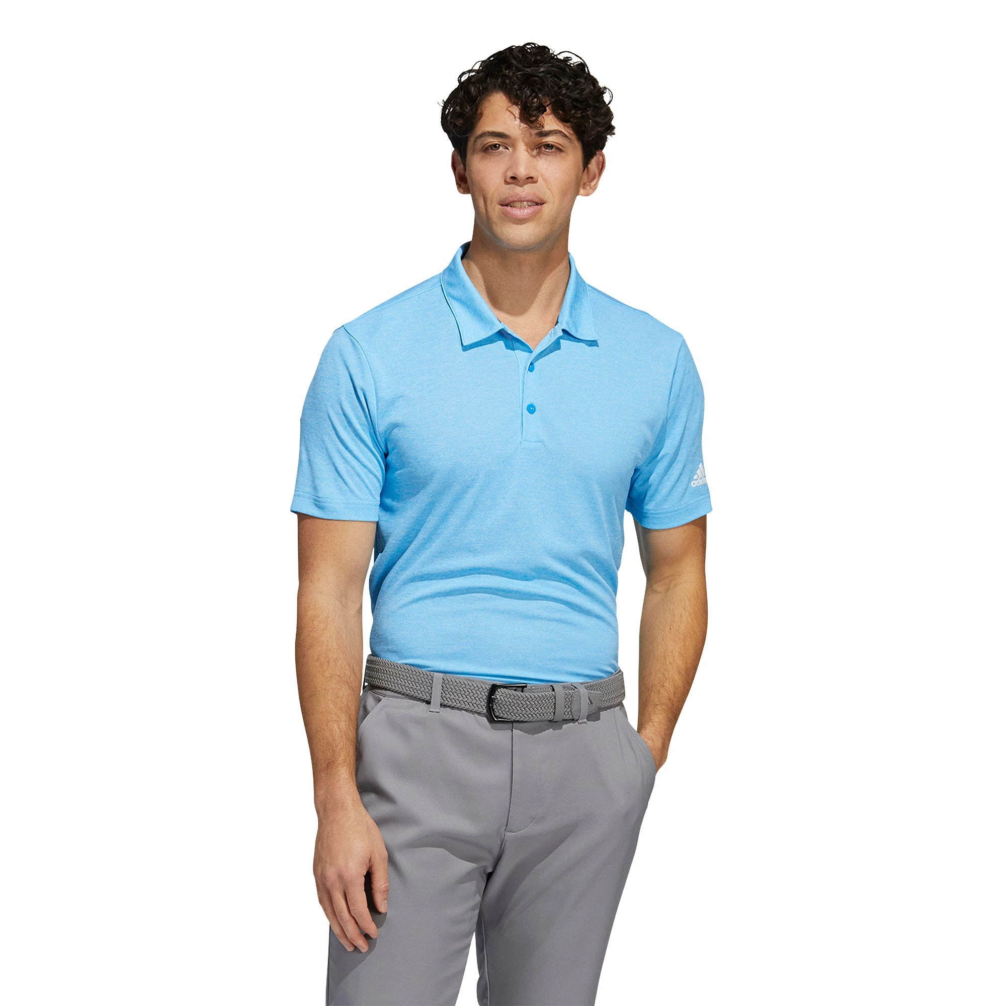 Adidas Golf Adidas Heather HEAT.RDY Blue Rush Mens Golf Polo 1 Adidas Golf Adidas Heather HEAT.RDY Blue Rush Mens Golf Polo