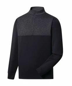 FootJoy Heather Yoke Black Mens Golf 1/2 Zip