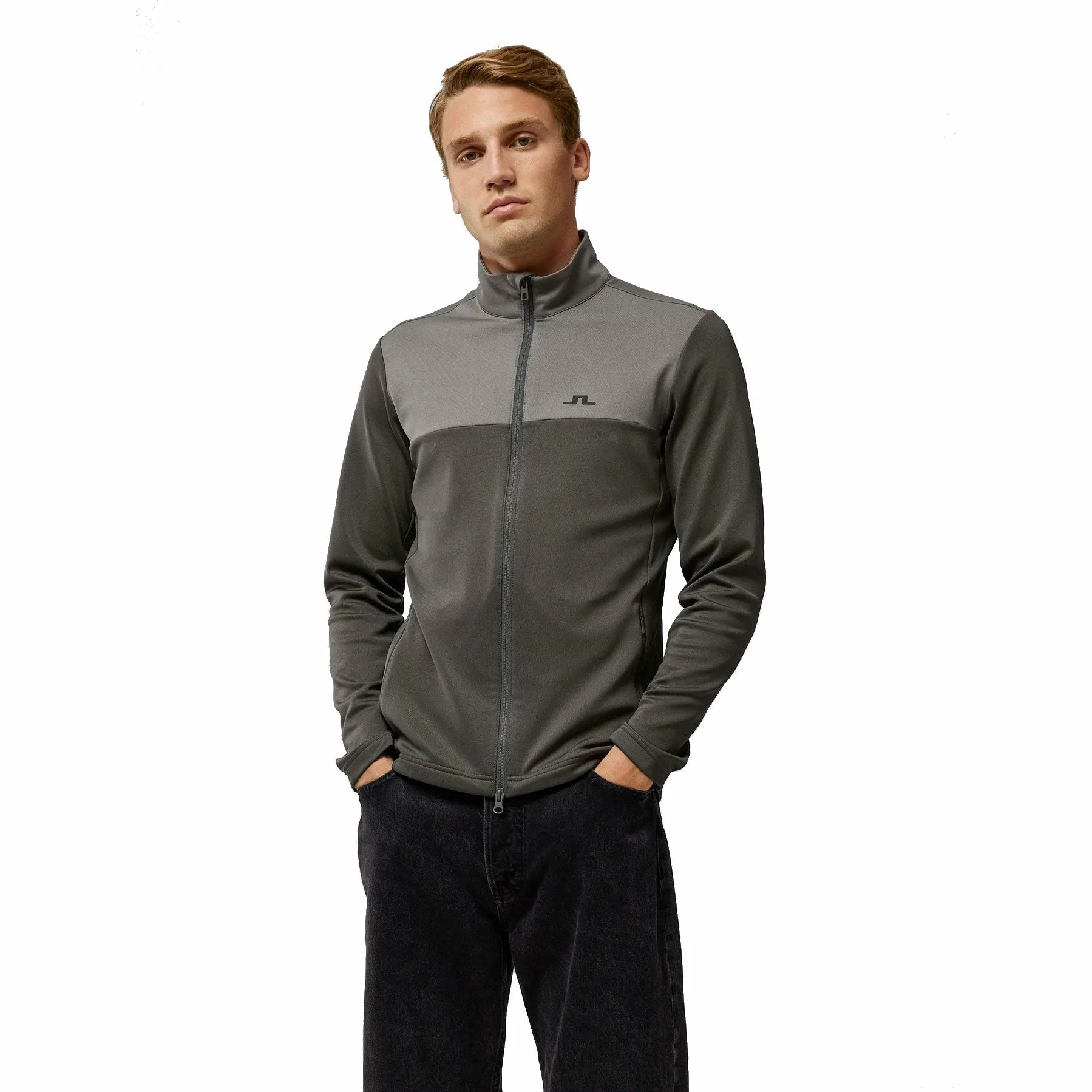 J.Lindeberg J. Lindeberg Banks Mid Layer Volcanic Ash Mens Golf Jacket 1 J.Lindeberg J. Lindeberg Banks Mid Layer Volcanic Ash Mens Golf Jacket