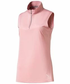 PUMA Golf Puma Mock Womens Sleeveless Golf Shirt -Golf Gloves Sales Store 577929 13BRIDALROSE