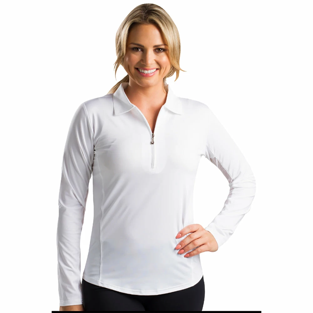 Sansoleil SunGlow Zip Womens Long Sleeve Golf Polo 2 Sansoleil SunGlow Zip Womens Long Sleeve Golf Polo - Image 2